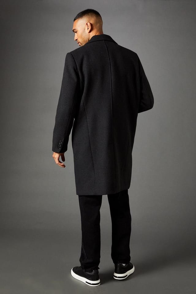 Burton Burton Men's Charcoal Signature 3 Button Epsom Wool Blend Coat - 3