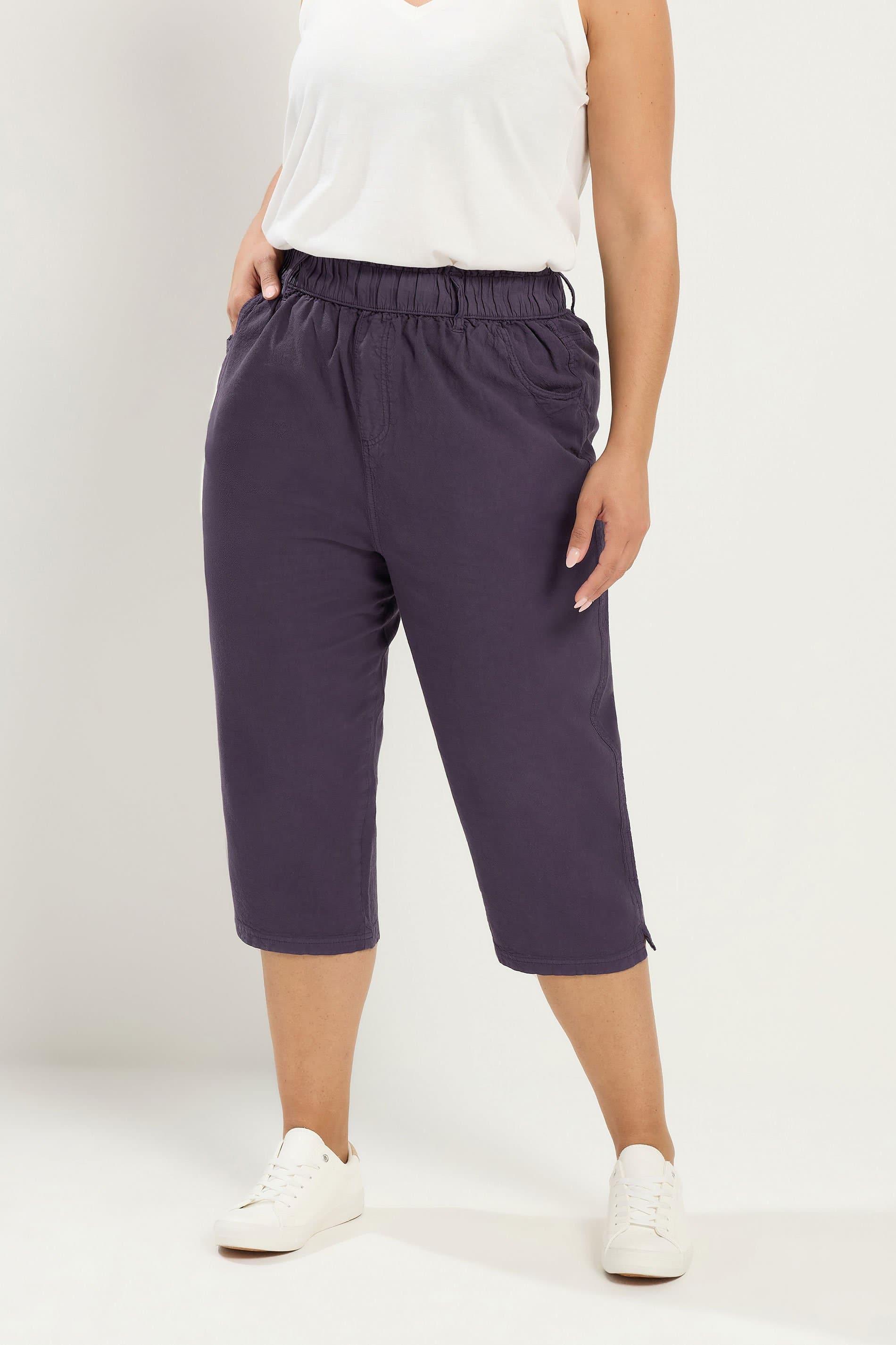 Yours Plus Size Purple Cropped Trousers