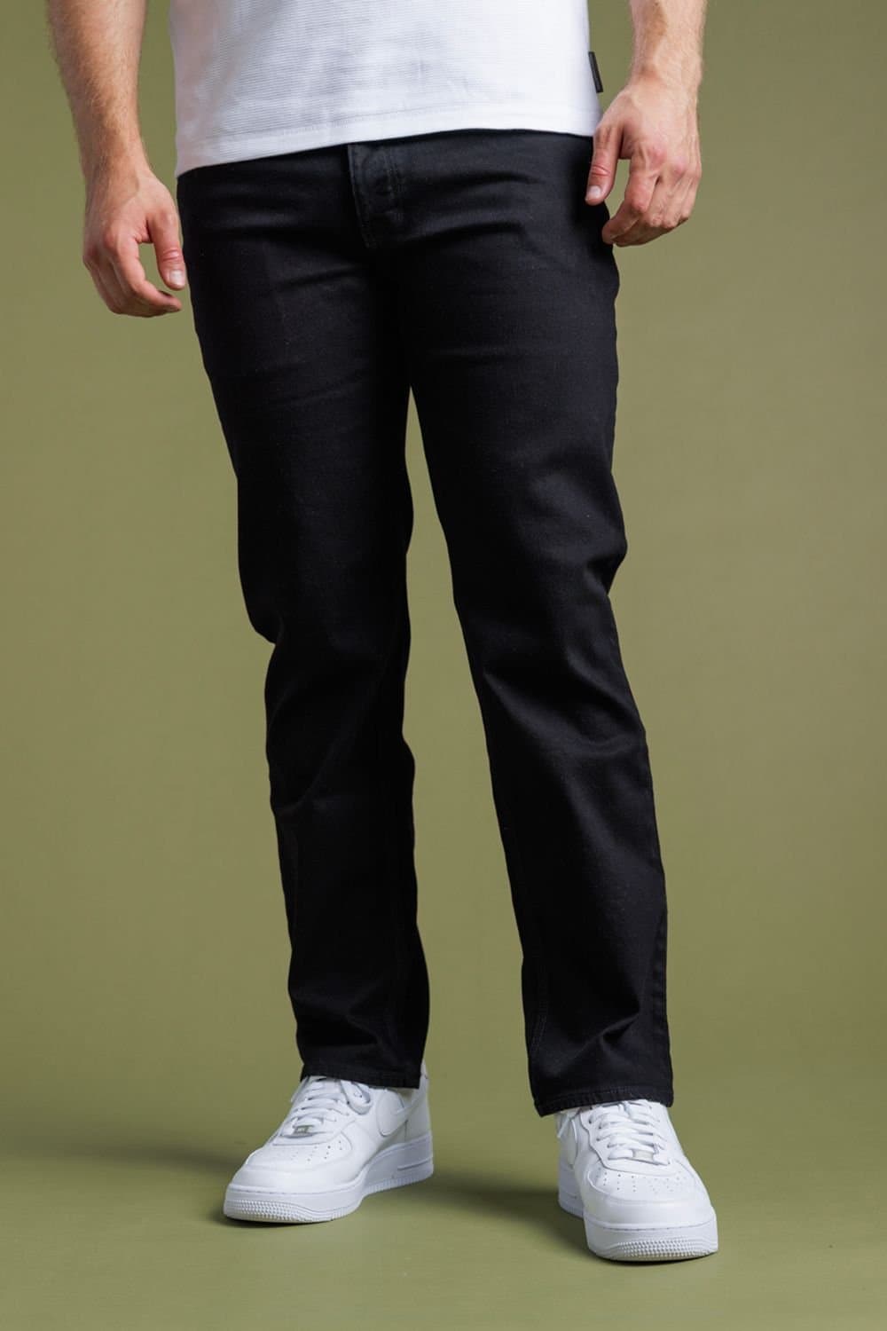 French Connection French Connection Men's Cotton Straight Leg Stretch Denim Jeans in Black