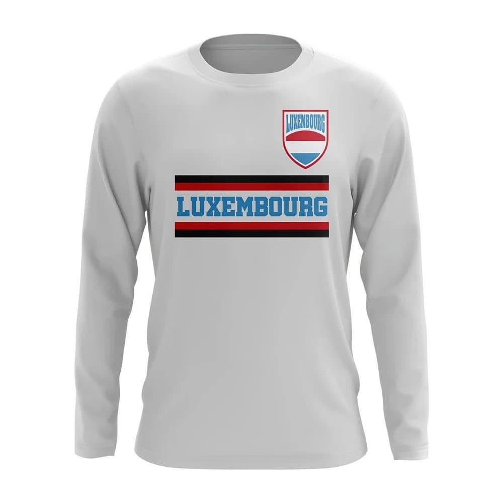 Luxembourg Luxembourg Men's Mens Core Football Country Long Sleeve T-Shirt in White