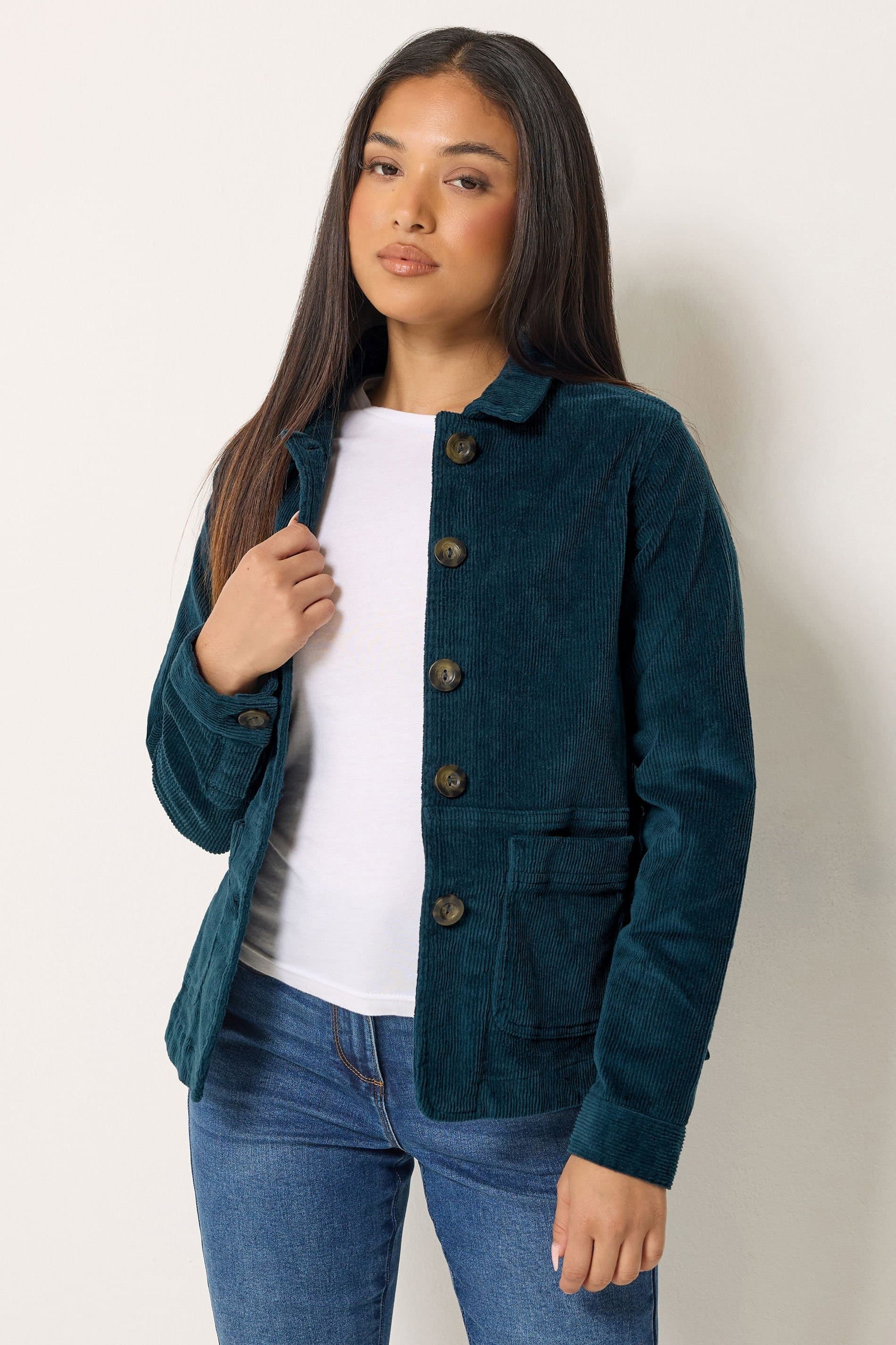 M&Co M&Co Women's Petite Corduroy Blazer in Teal