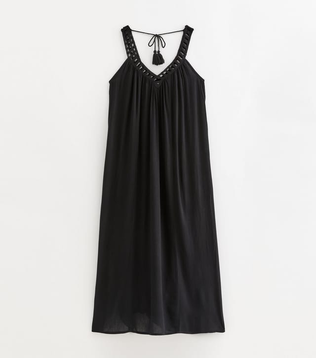 New Look Women's Petite Black Crochet Trim V-Neck Beach Maxi Dress New Look - 2