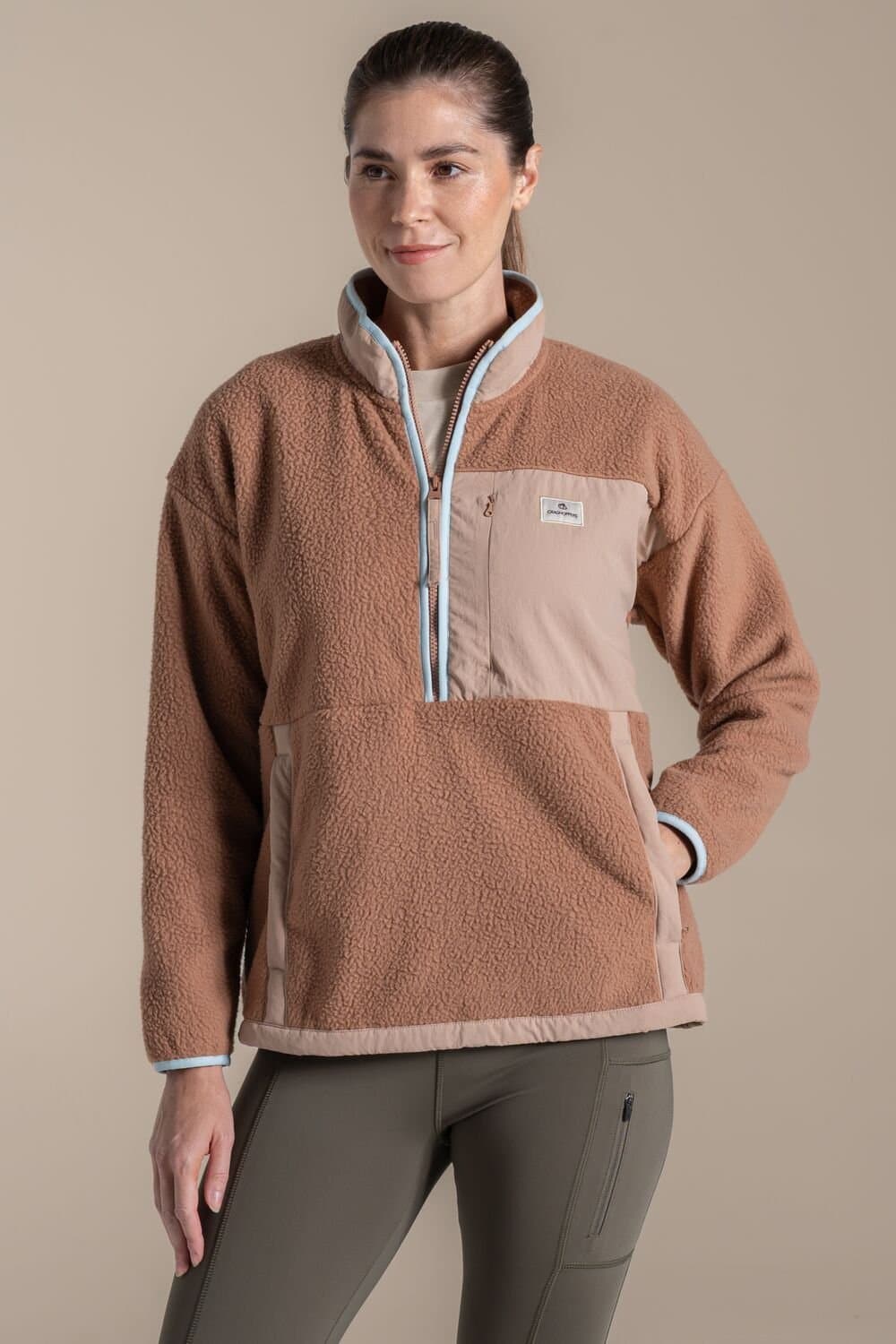 Craghoppers Craghoppers Women's Grange Borg Half-Zip Printedd Insulating Active Fleece in Brown