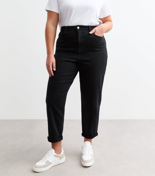 New Look Women's Plus Size Black High Waist Tori Mom Jeans Curves New Look - 2