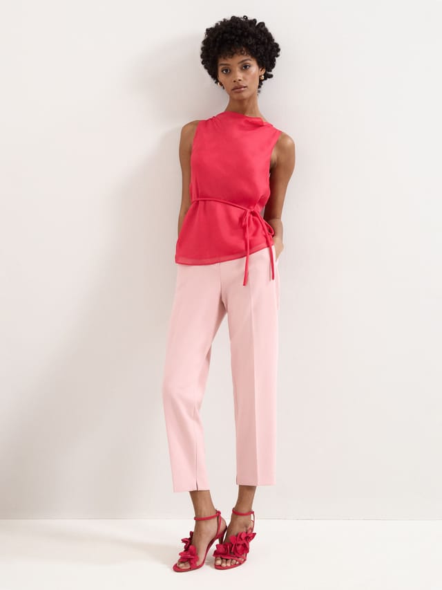 Phase Eight Phase Eight Women's Cowl Neck Sleeveless Silk Blouse in Bright Pink - 2