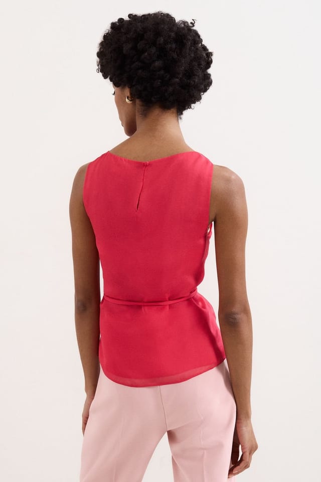 Phase Eight Phase Eight Women's Cowl Neck Sleeveless Silk Blouse in Bright Pink - 3