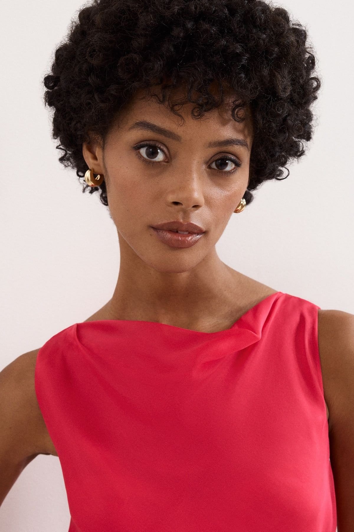 Phase Eight Phase Eight Women's Cowl Neck Sleeveless Silk Blouse in Bright Pink - 4