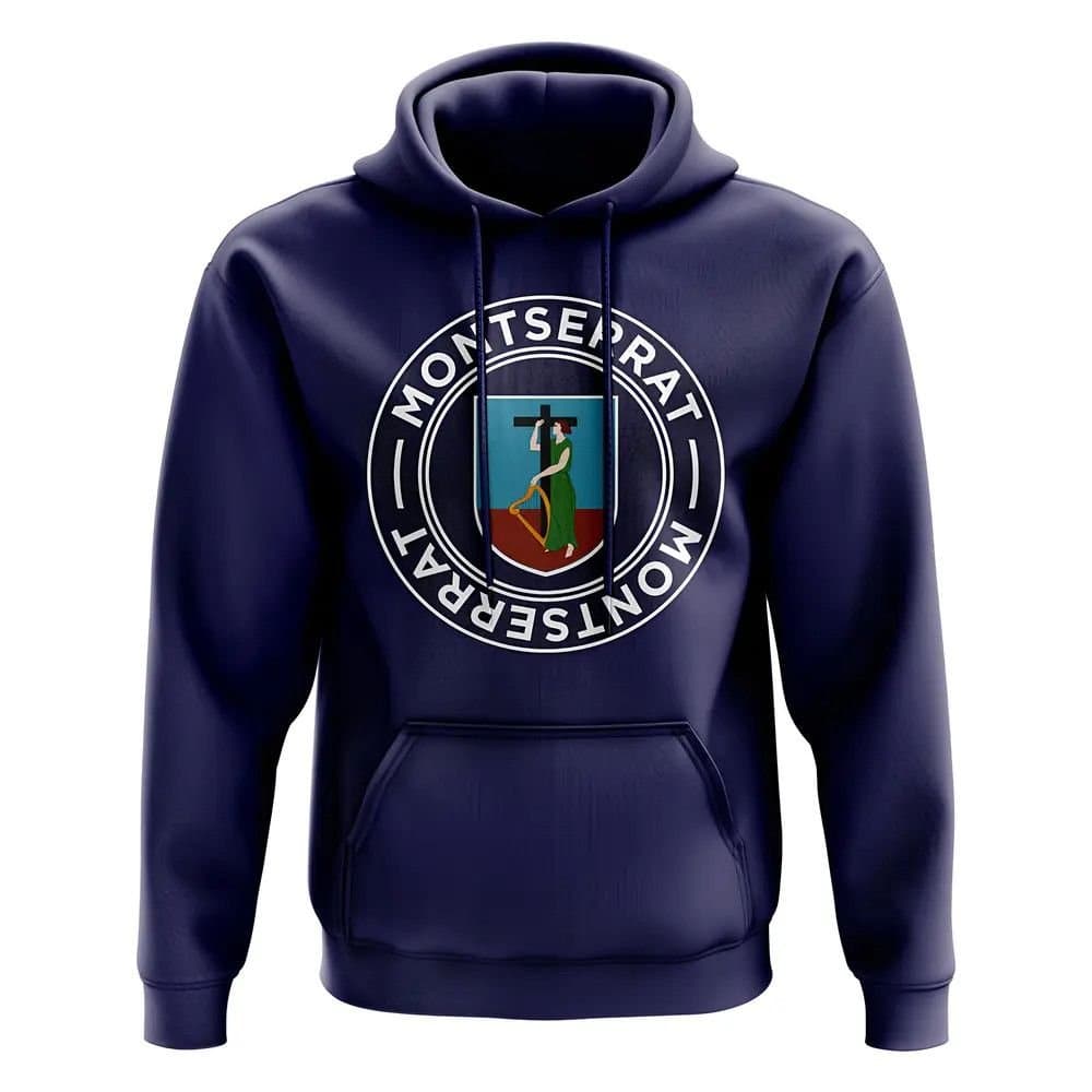 Montserrat Montserrat Men's Personalised Football Badge Hoodie in Navy