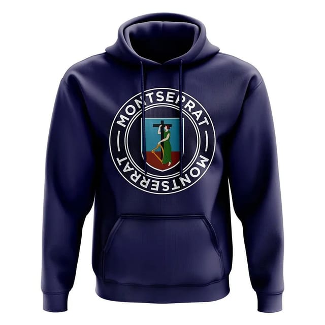 Montserrat Montserrat Men's Personalised Football Badge Hoodie in Navy - 2