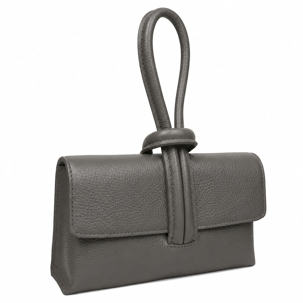 Woodland Leathers Woodland Leathers Women's Women's Italian Leather Convertible Clutch Bag in Dark Grey