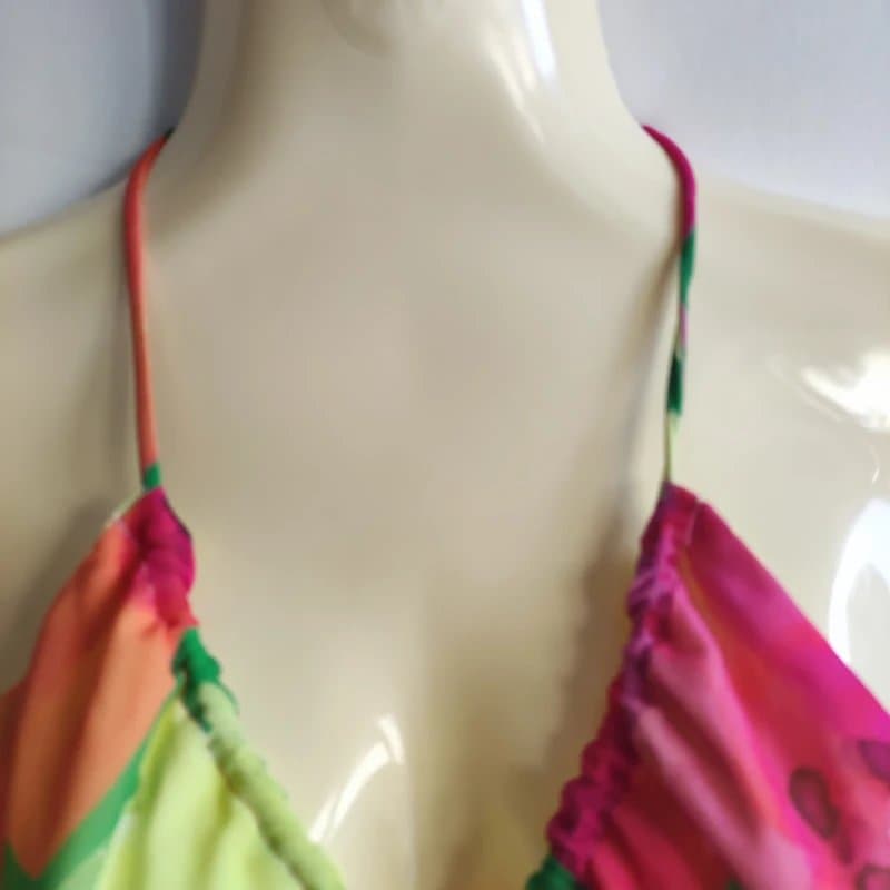 Bershka Bershka Multicoloured Floral Mesh Halter Neck Crop Top