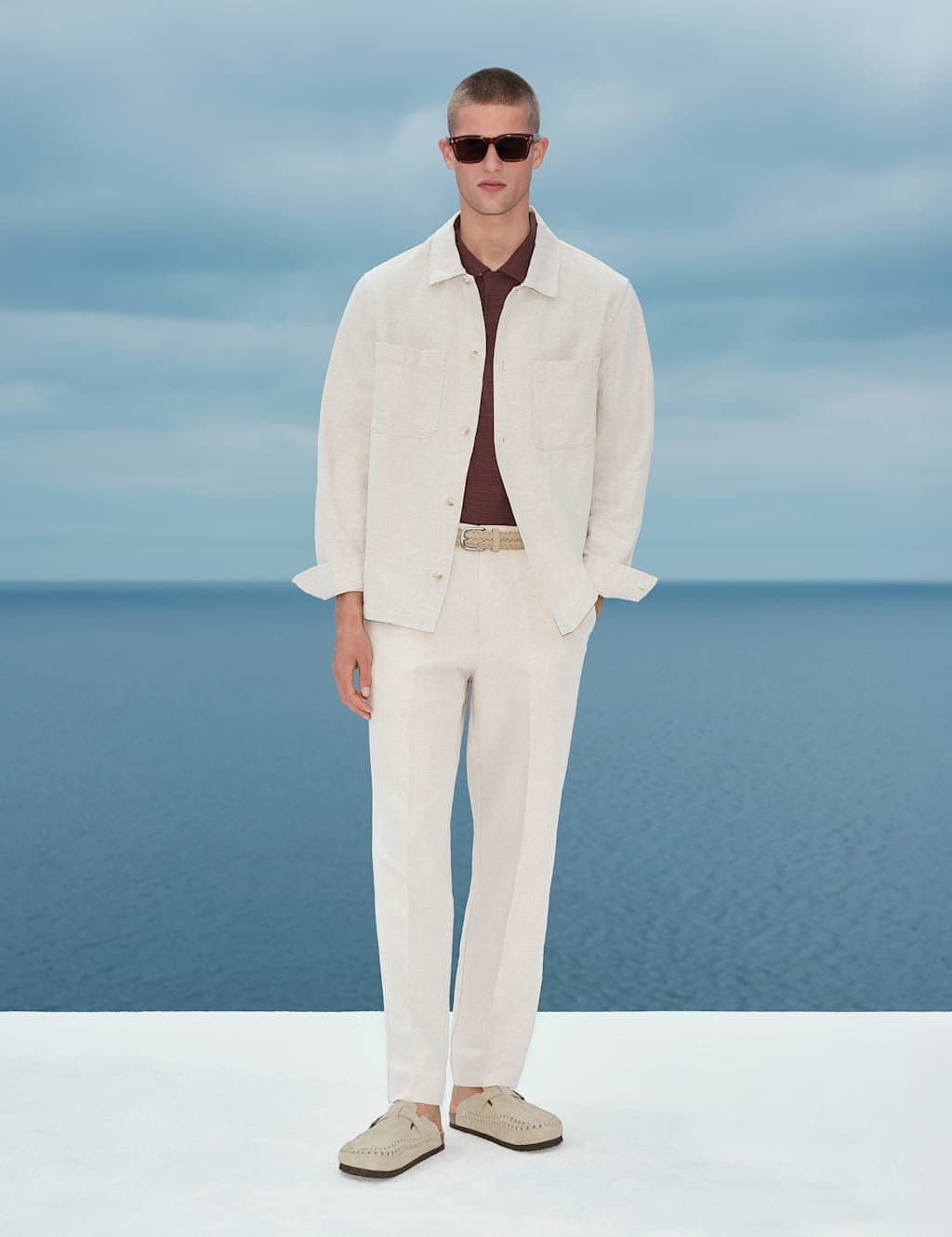 Marks & Spencer M&S Linen Rich Overshirt Stone Mix