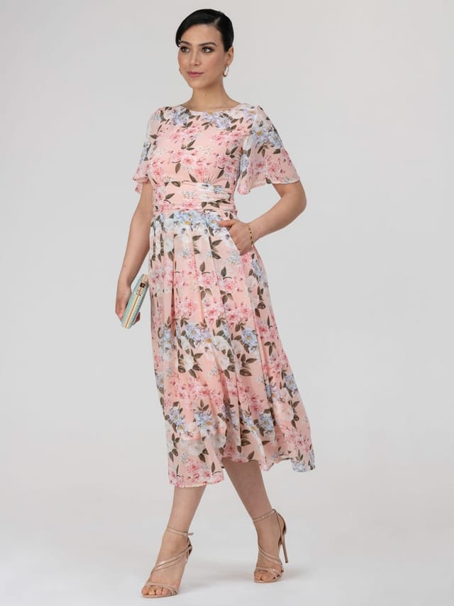 Jolie Moi Jolie Moi Women's Mabilie Chiffon Maxi Dress in Light Pink - 2