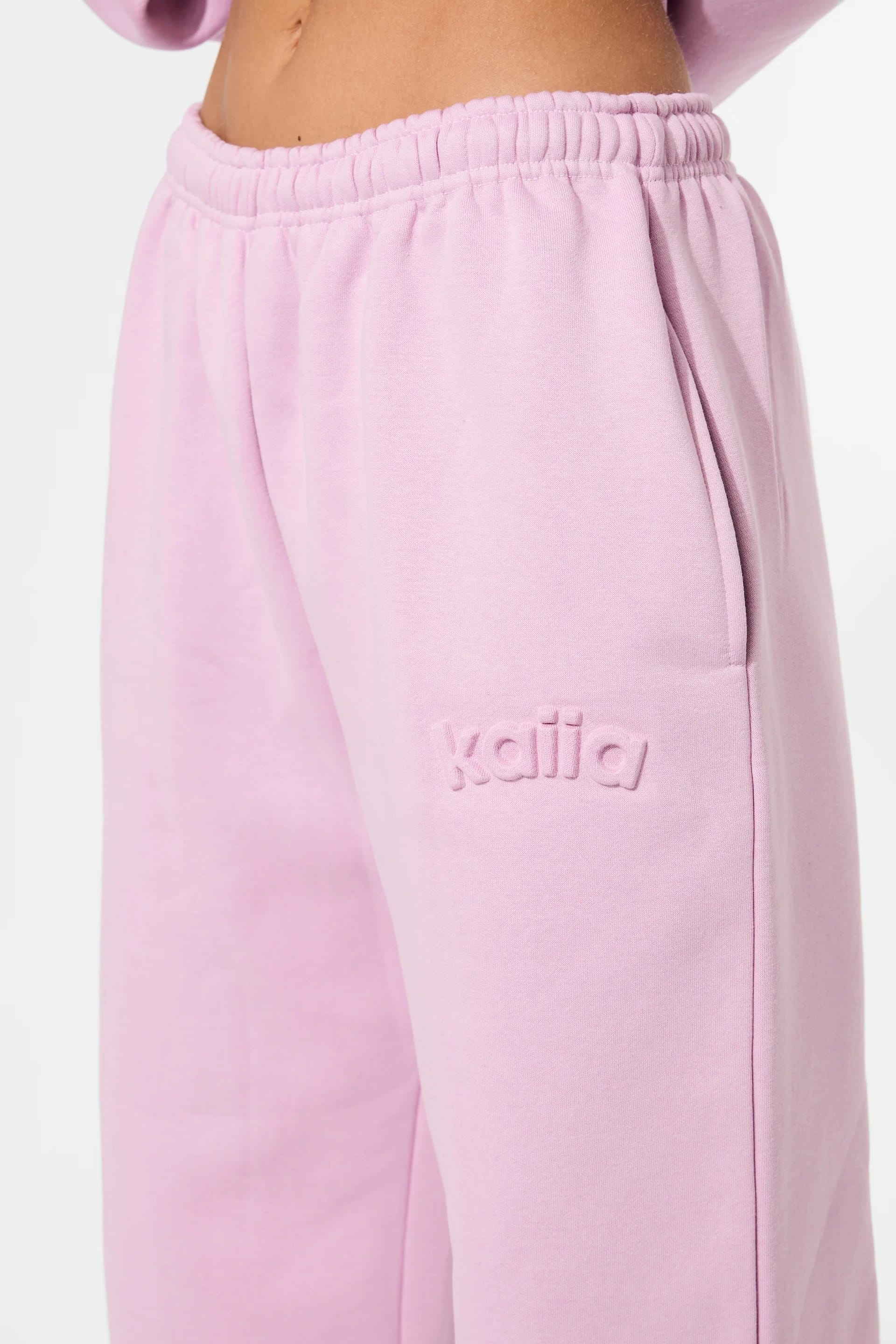 Kaiia Kaiia Embossed Logo Wide Leg Joggers Parma Violet - 4