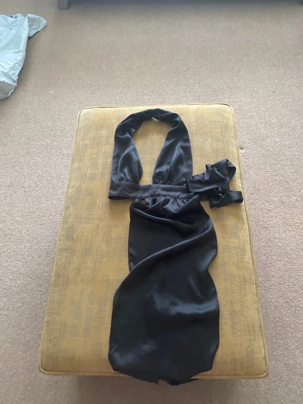 ASOS Luxe Black Satin Halter Neck Top Size 8