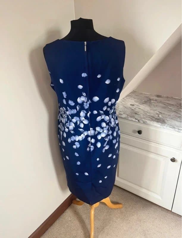 Jacques Vert Jacques Vert Blue Floral Petal Dress & Lilac Fitted Jacket Mother of the Bride Outfit Size 12/14