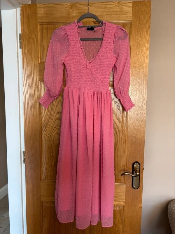 ASOS Pink Dotted Midi Dress