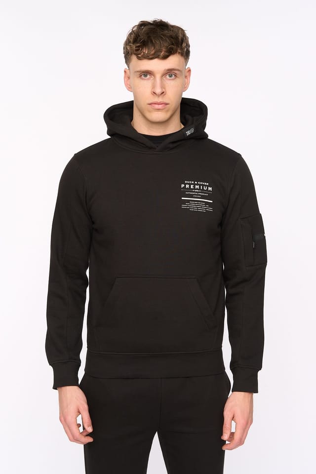 Duck&Cover Duck&Cover Men's Rayland Functional Hoodie with Mixed Media Print in Black - 3