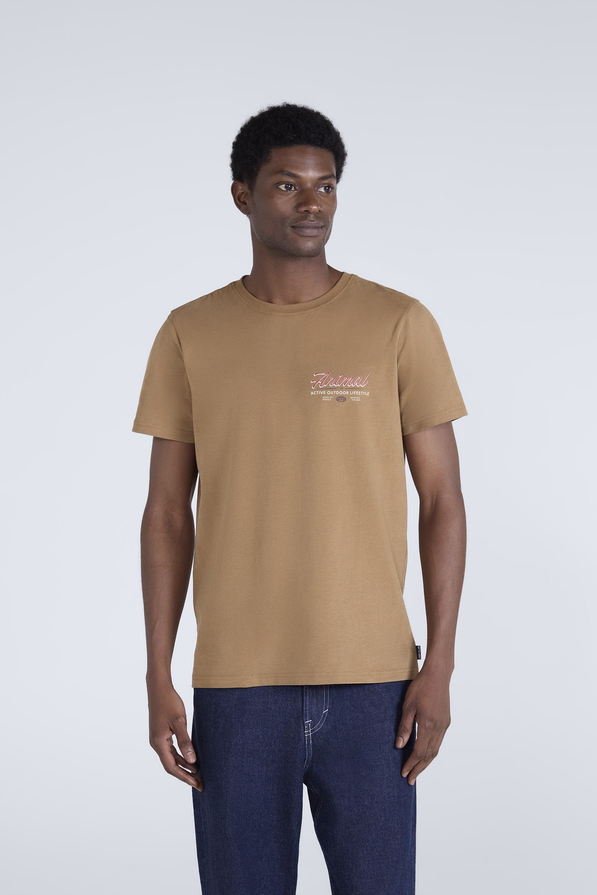 Animal Animal Men's Light Brown Cotton T-Shirt