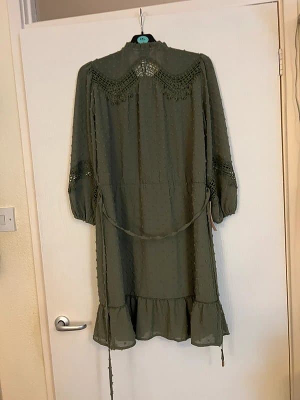 Love & Roses Love & Roses Khaki Dobby Lace Midi Dress New With Tags- UK Size 10