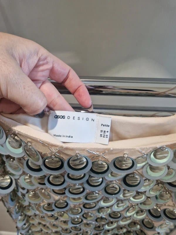 ASOS Design Asos nude pink sequin disc cami slip mini dress