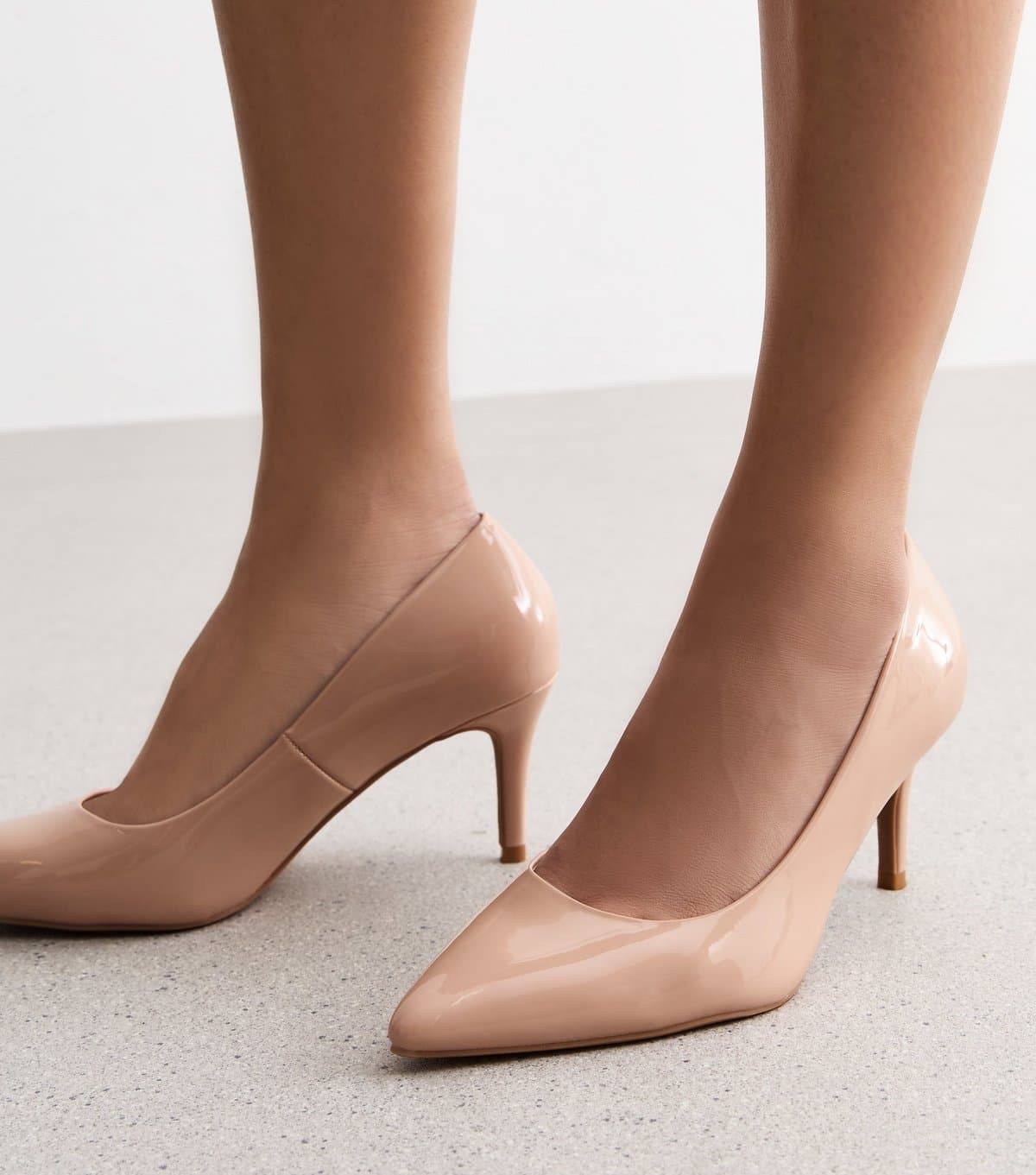 New Look Women's Wide Fit Pink Faux Patent Court Shoes Vegan New Look