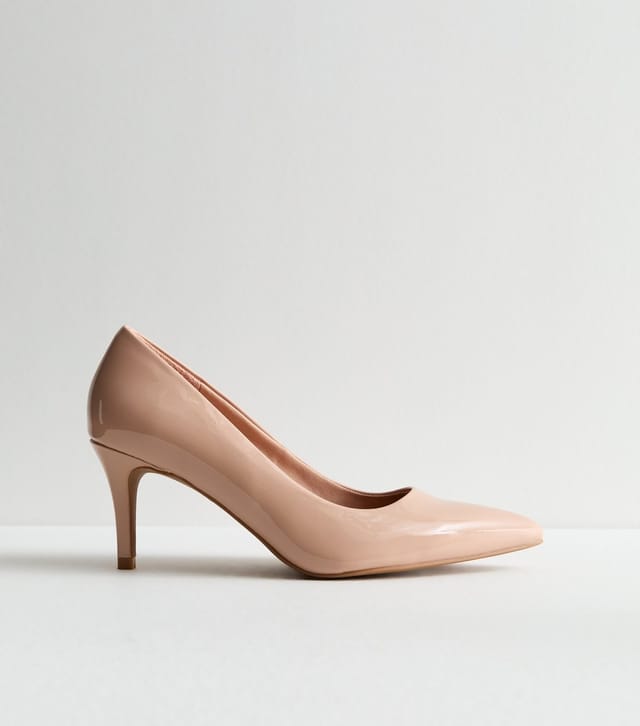 New Look Women's Wide Fit Pink Faux Patent Court Shoes Vegan New Look - 2