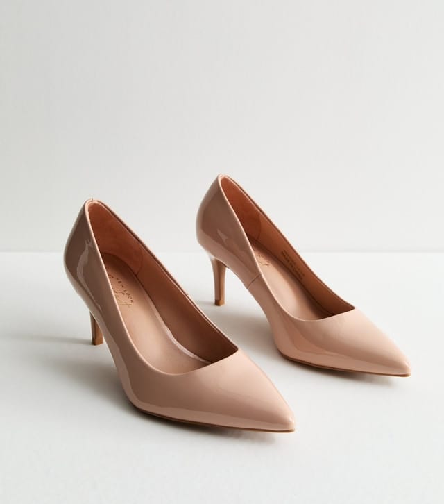 New Look Women's Wide Fit Pink Faux Patent Court Shoes Vegan New Look - 3