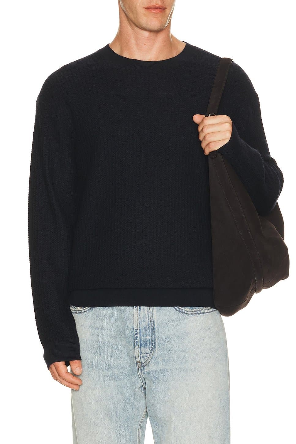 revolve Revolve Dark Navy Textured Crewneck Sweater