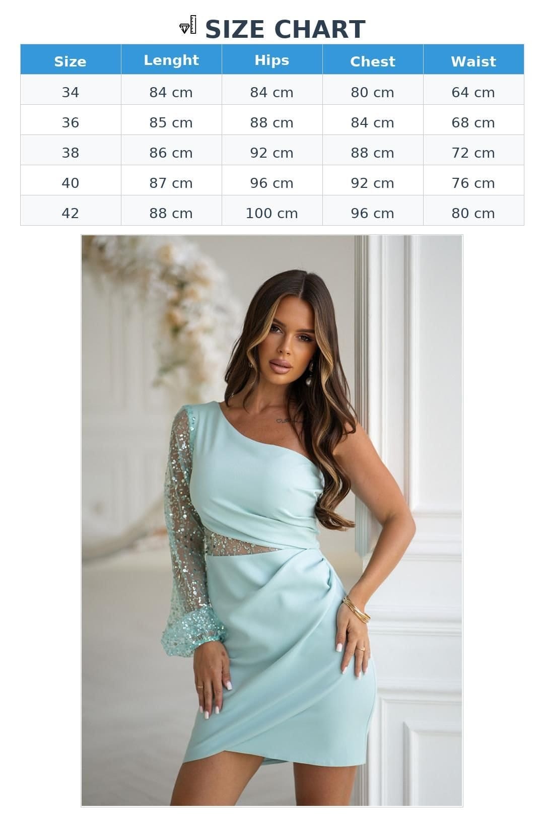 Love Lace Love Lace Women's Asymmetric One Shoulder Sequin Mini Dress Style 219683 in Green - 4