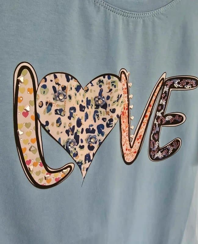Bluoltre Blue tshirt love size s/m