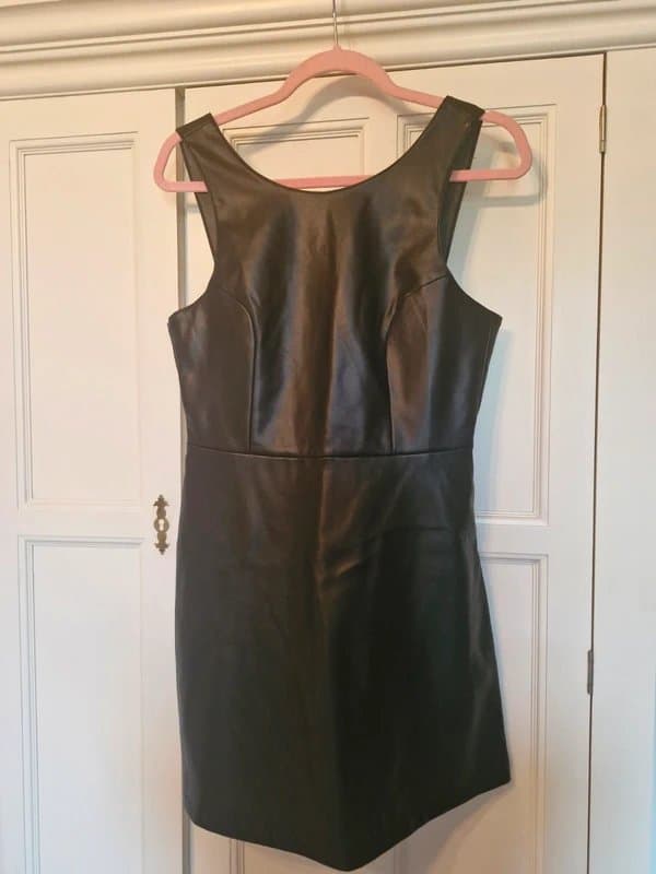 Never Fully Dressed Leather look pinafore dress