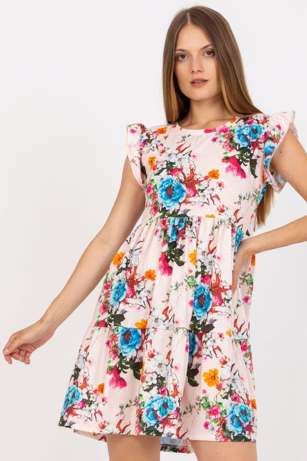 Love Lace Love Lace Women's Floral Summer Frill Short Sleeve Dress in Pink
