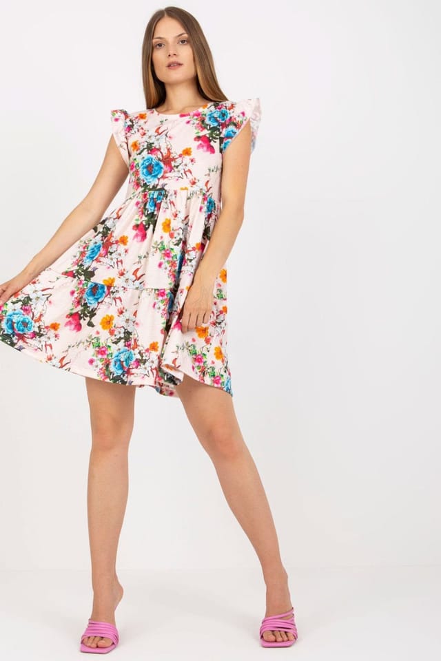 Love Lace Love Lace Women's Floral Summer Frill Short Sleeve Dress in Pink - 2