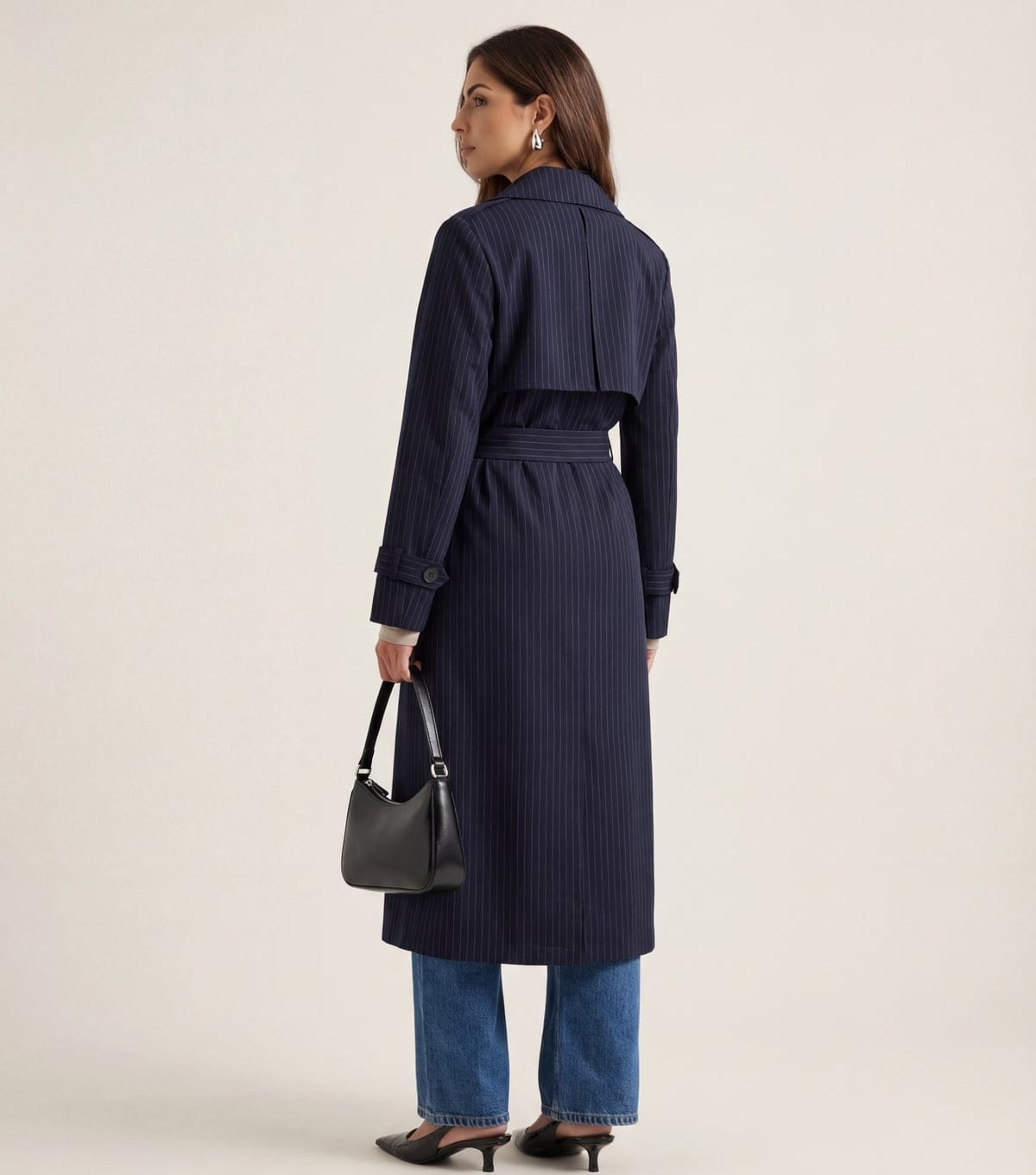 Urban Bliss Women's Navy Striped Trench Coat Urban Bliss New Look - 4