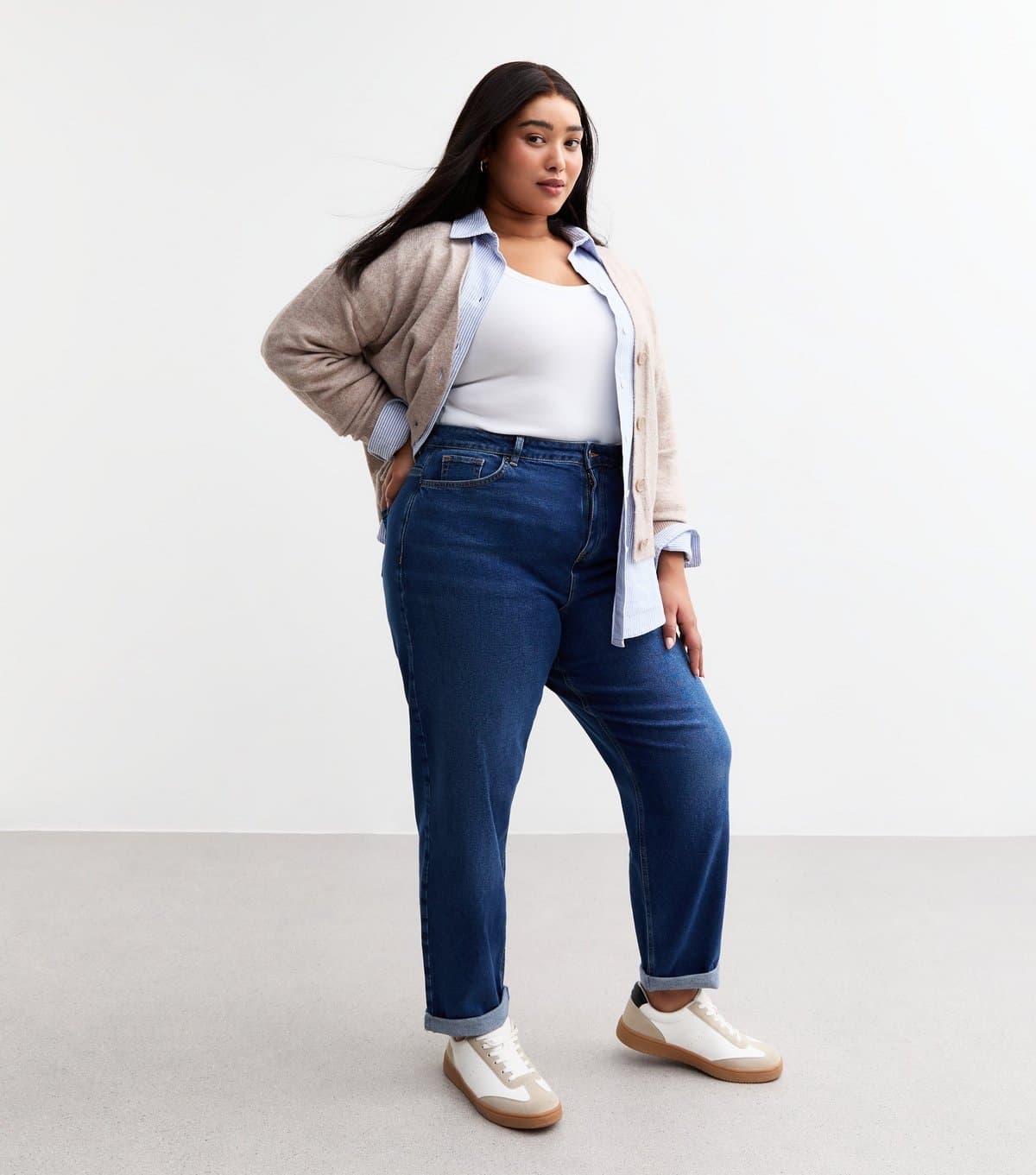 New Look Women's Plus Size Blue High Waist Tori Mom Jeans Curves New Look