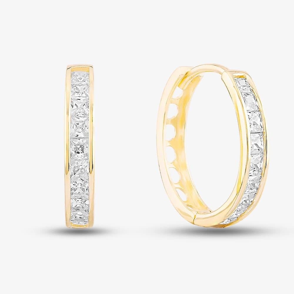 T.H.Baker T.H.Baker Women's 9ct Yellow Gold Cubic Zirconia Huggie Hoop Earrings 1.57.9779