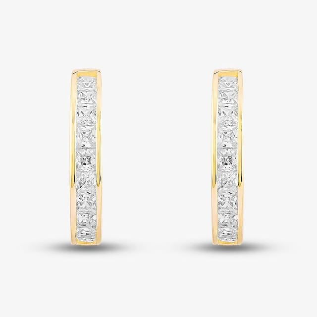 T.H.Baker T.H.Baker Women's 9ct Yellow Gold Cubic Zirconia Huggie Hoop Earrings 1.57.9779 - 2