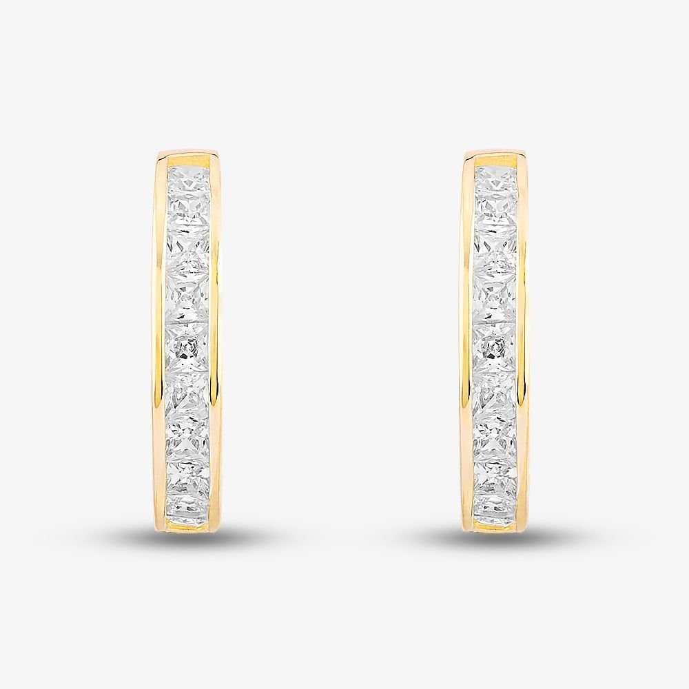 T.H.Baker T.H.Baker Women's 9ct Yellow Gold Cubic Zirconia Huggie Hoop Earrings 1.57.9779 - 3