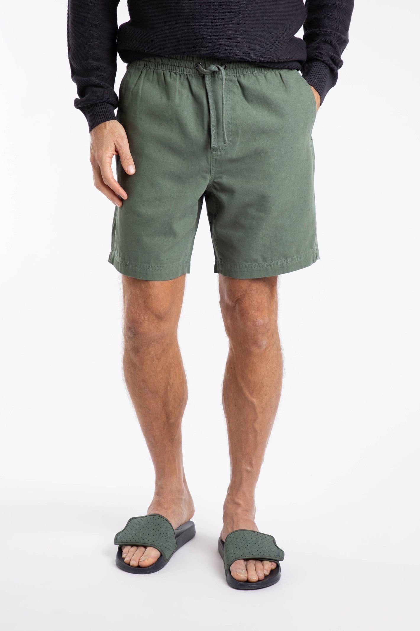 Weird Fish Weird Fish Men's Weston Canvas Shorts in Dark Olive