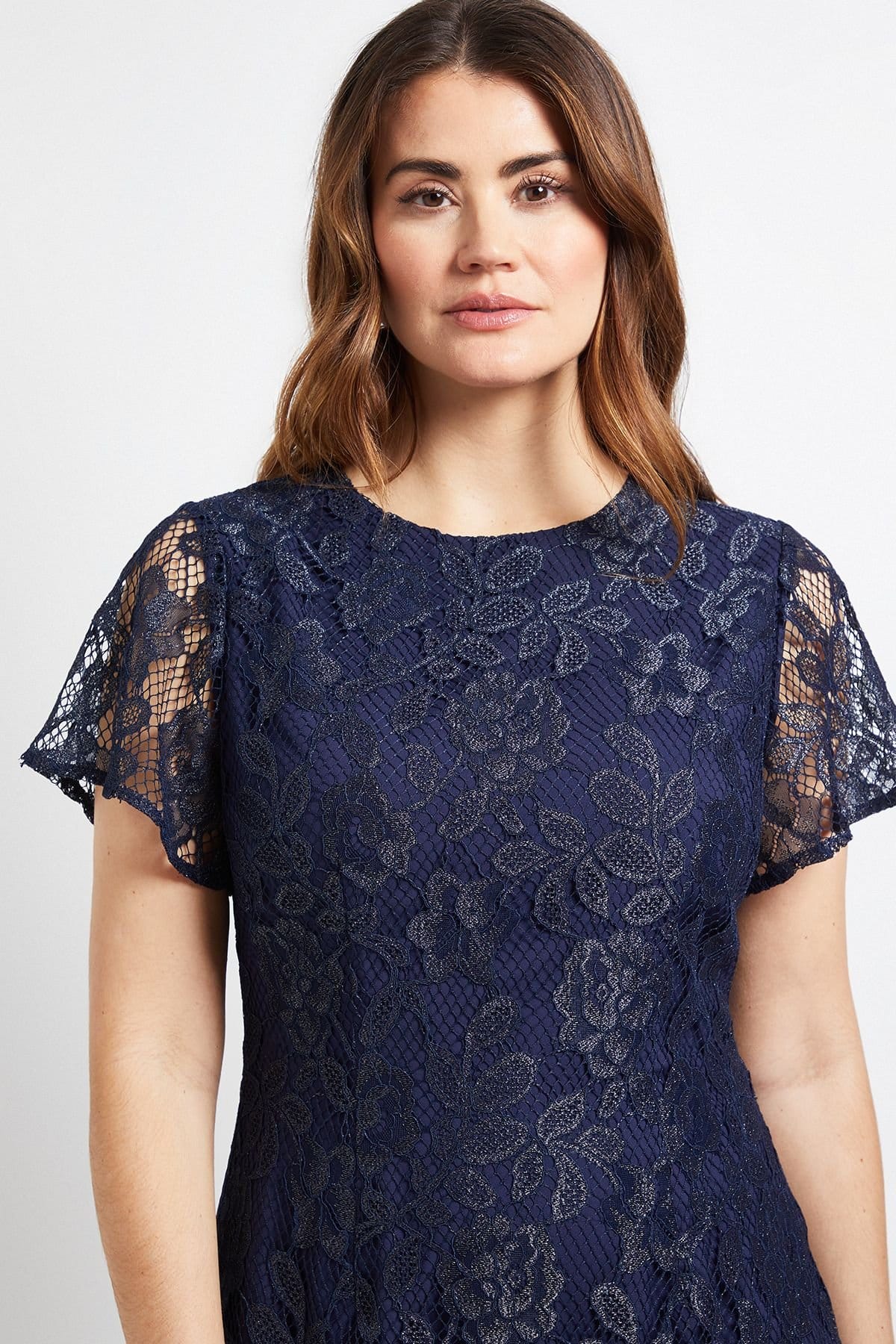 Wallis Wallis Women's Lace Asymmetric Midi Dress in Navy - 4