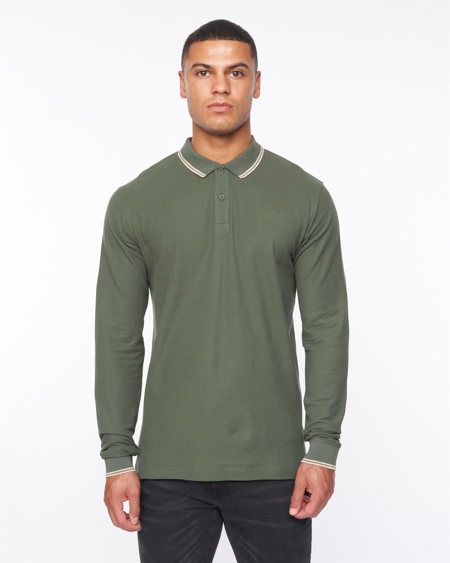 Duck&Cover Duck&Cover Men's Roxberry Long Sleeve Polo in Green