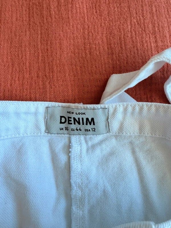 New Look New Look White Denim Button Front Mini Dress Size 16