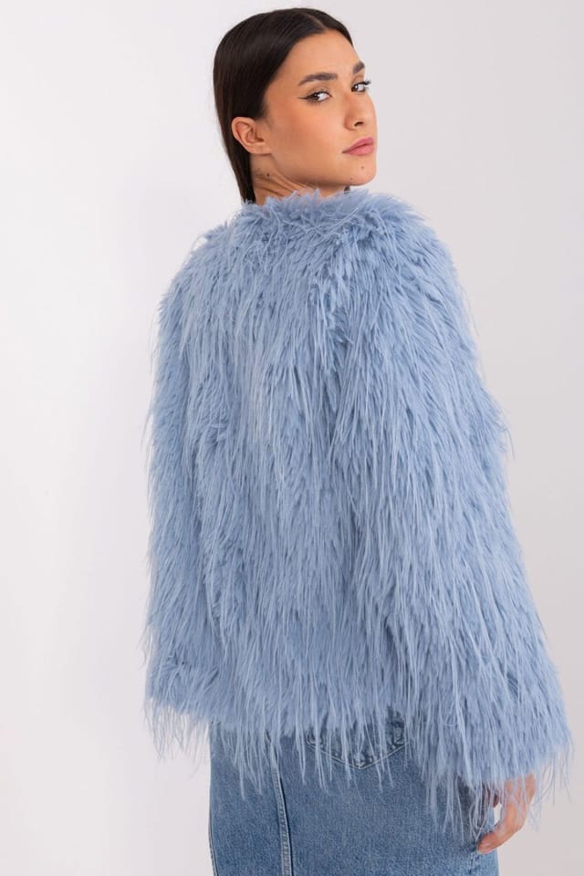 Love Lace Love Lace Women's Fur Trim Transitional Coat Jacket with Pockets in Blue - 3