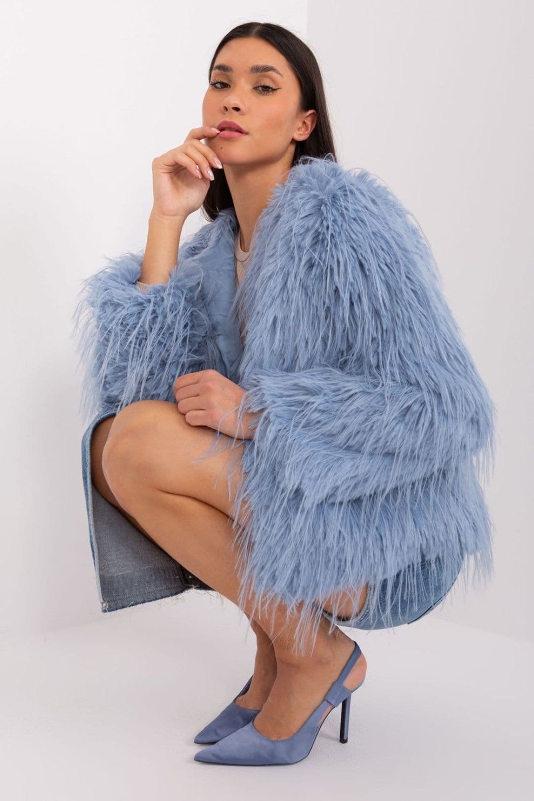 Love Lace Love Lace Women's Fur Trim Transitional Coat Jacket with Pockets in Blue - 4