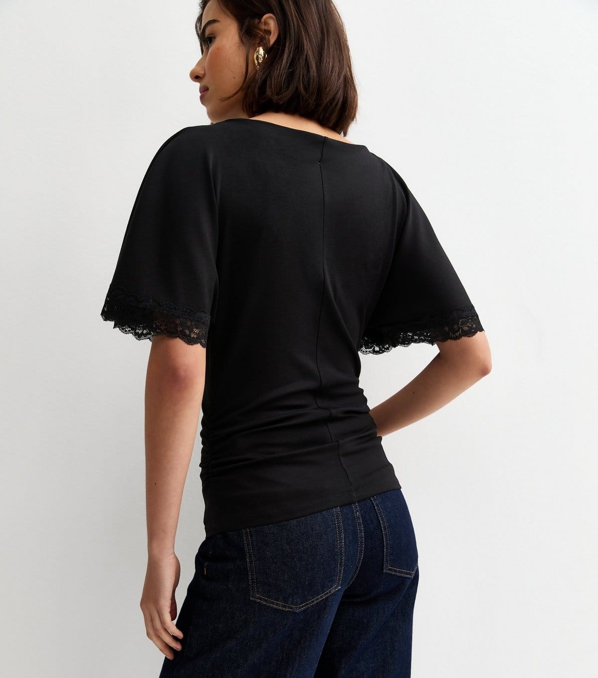 New Look Women's Black Lace Trim Short Sleeve Corset Top New Look - 4