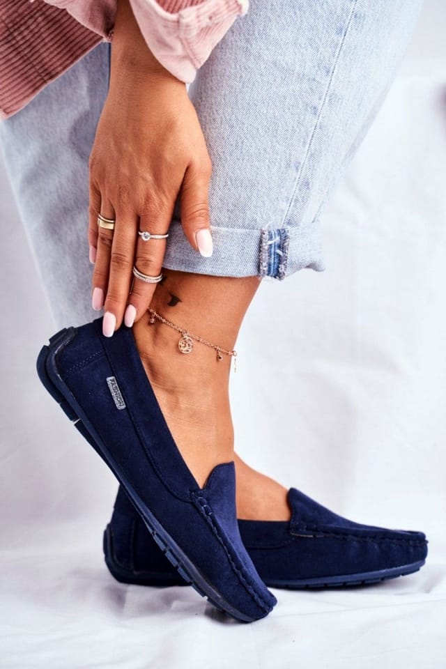 Love Lace Love Lace Women's Moccasin Flat Slip On Natural Foam Comfort Shoes in Blue - 2