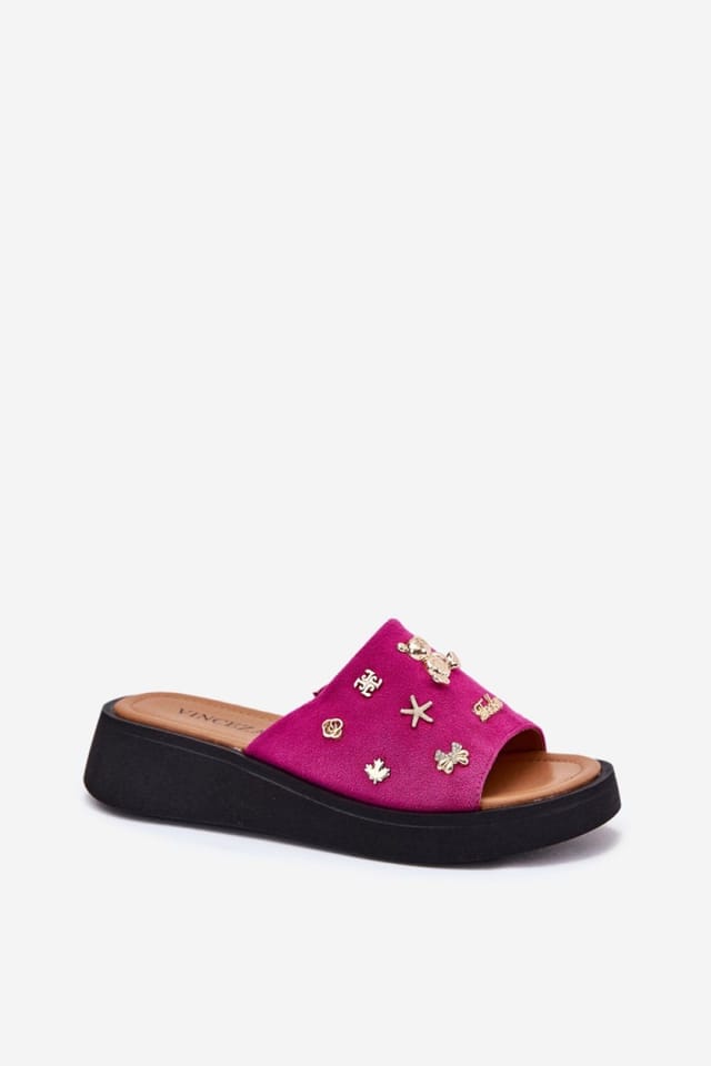 Love Lace Love Lace Women's Vinceza Suede Platform Sandals with Jeweled Strap Detail in Pink - 2