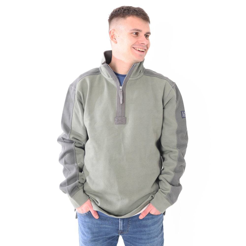 Lazy Jacks Lazy Jacks Men's Contrast Panel Pique Sweatshirt in Green - 3