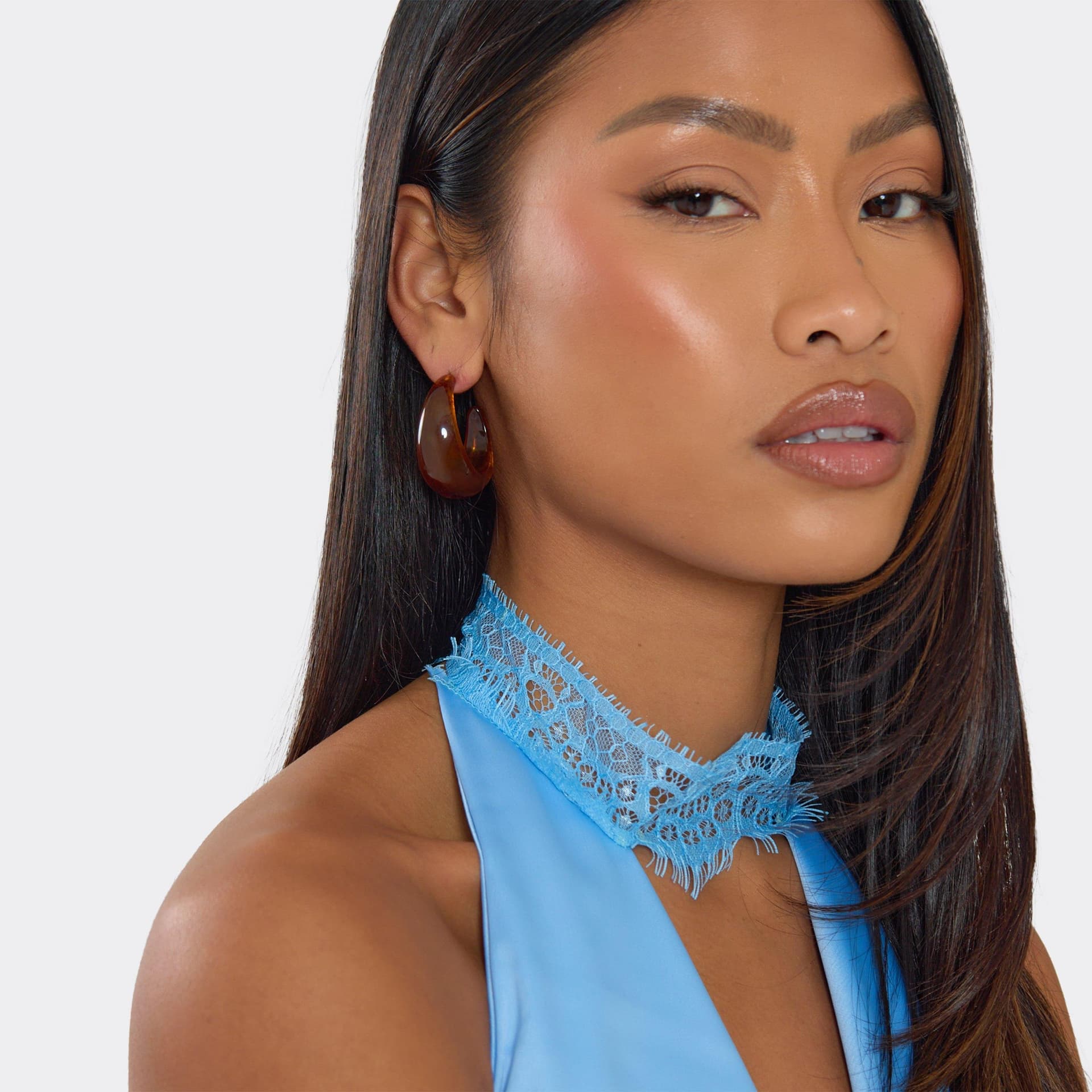 EGO EGO Brown Resin Chunky Hoop Earrings, Women's Size UK 0